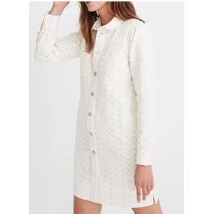 Madewell Cream Long Sleeve Shirt Dress